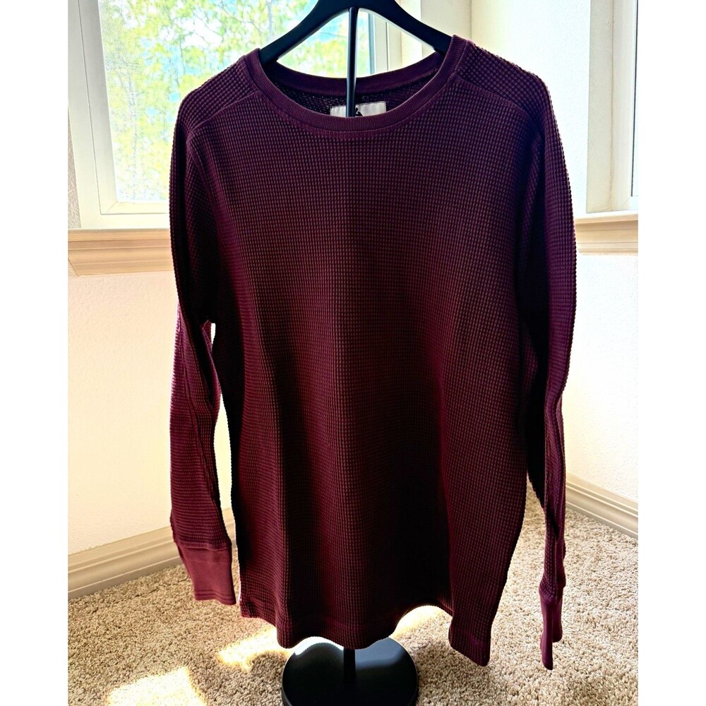 American Giant Men’s L Burgundy Cotton Knit Crewneck Long Sleeve Pullover